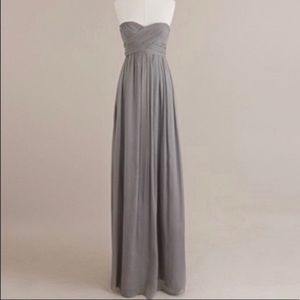 J Crew Arabelle silk chiffon strapless gown